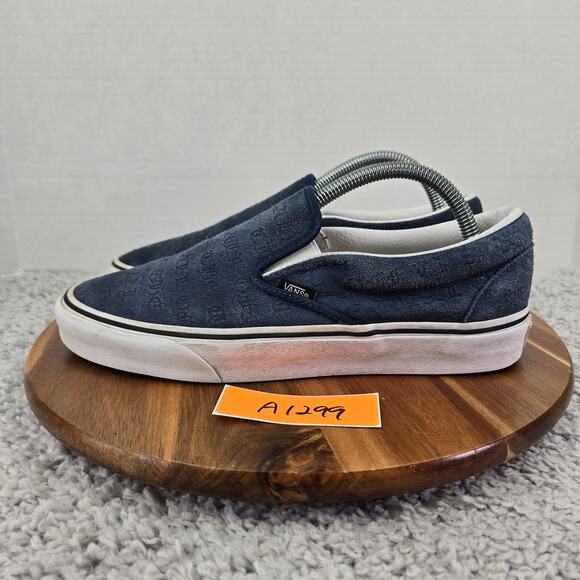 Vans Classic Slip On Deboss OTW Navy Suede Leather Casual Daily Sneaker Mens 8.5 - Picture 1 of 12